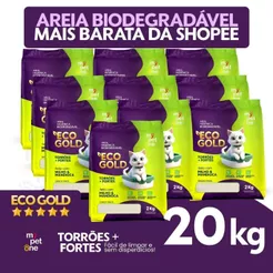 Kit 10 Areia Biodegradável Milho e Mandioca para Gatos Cat Bio Eco Gold Grãos Finos MyPetOne - 20Kg