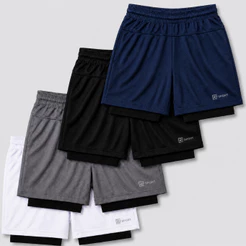 Bermudas Short 2 em 1 Masculina Dry Fit Compressão Academia Corrida Treino Fitness Esportiva Casual