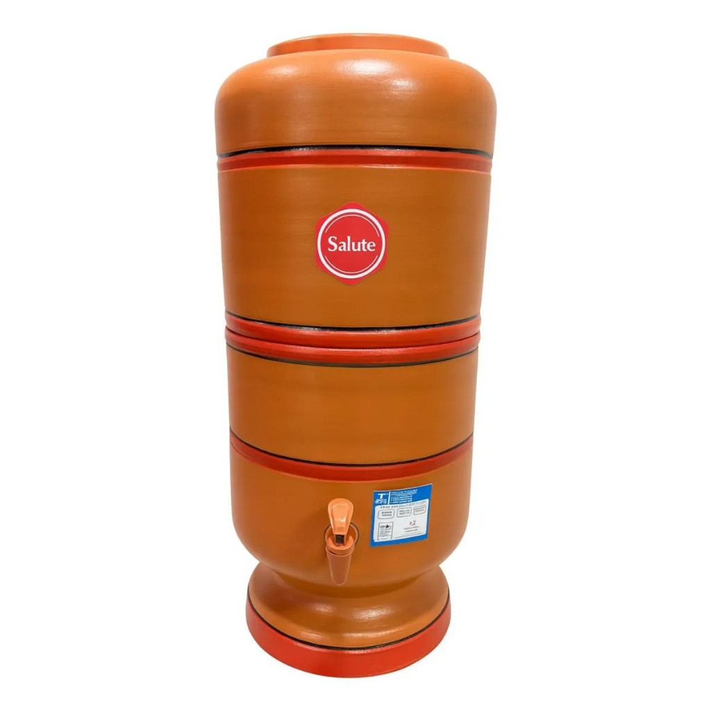 Filtro de Barro para água Tradicional 4 Litros (2 + 2 Litros) 1 Boia + 1 Vela Tripla Ação - Salute
