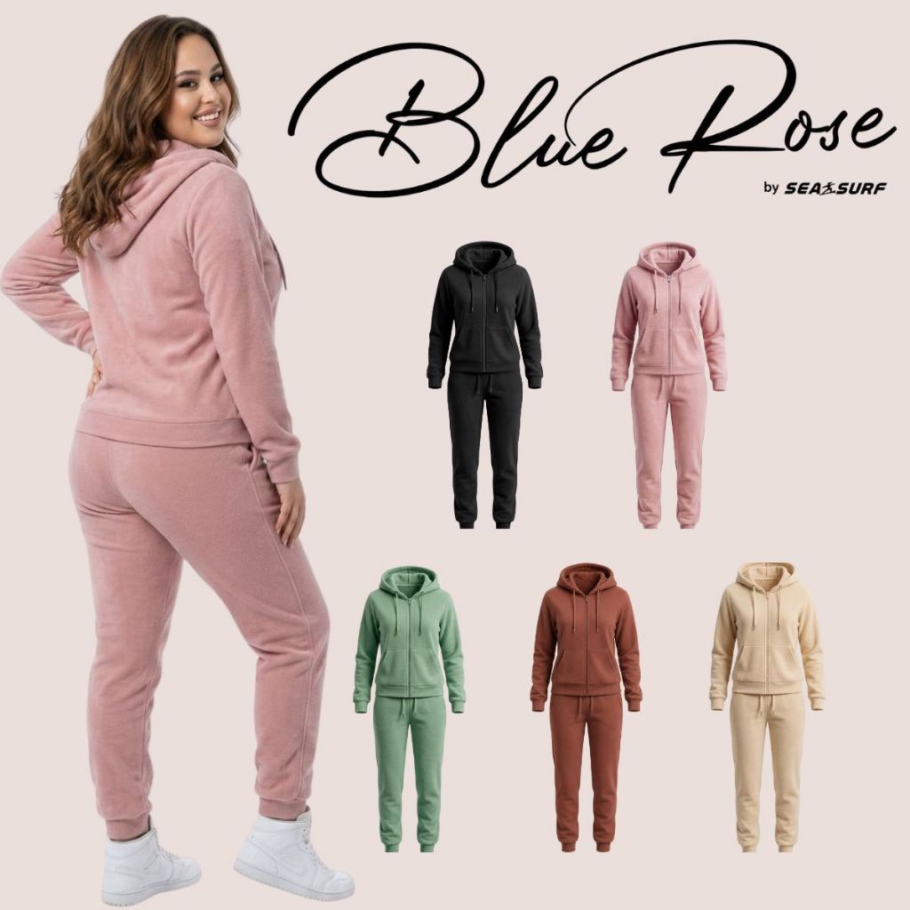 Conjunto Moletom Feminino Moda Pluz Size contém Jaqueta e Calça confortável para o Inverno