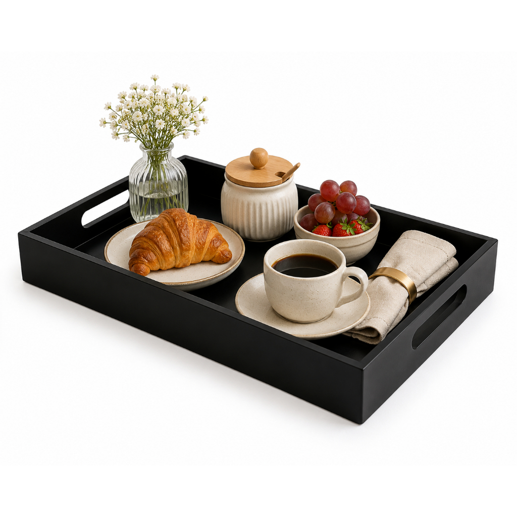 Bandeja para de Café da manhã 35x25x5, Cantinho do café, Presente, Decoração, Organizadora MDF Preto