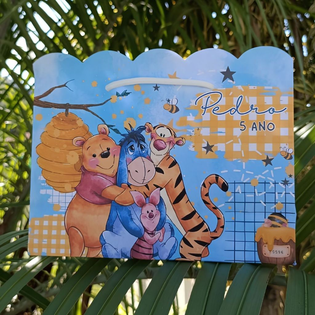 sacolinha personalizada usinho pooh sacolinha pooh lembrancinha aniversário sacolinha festa pooh.