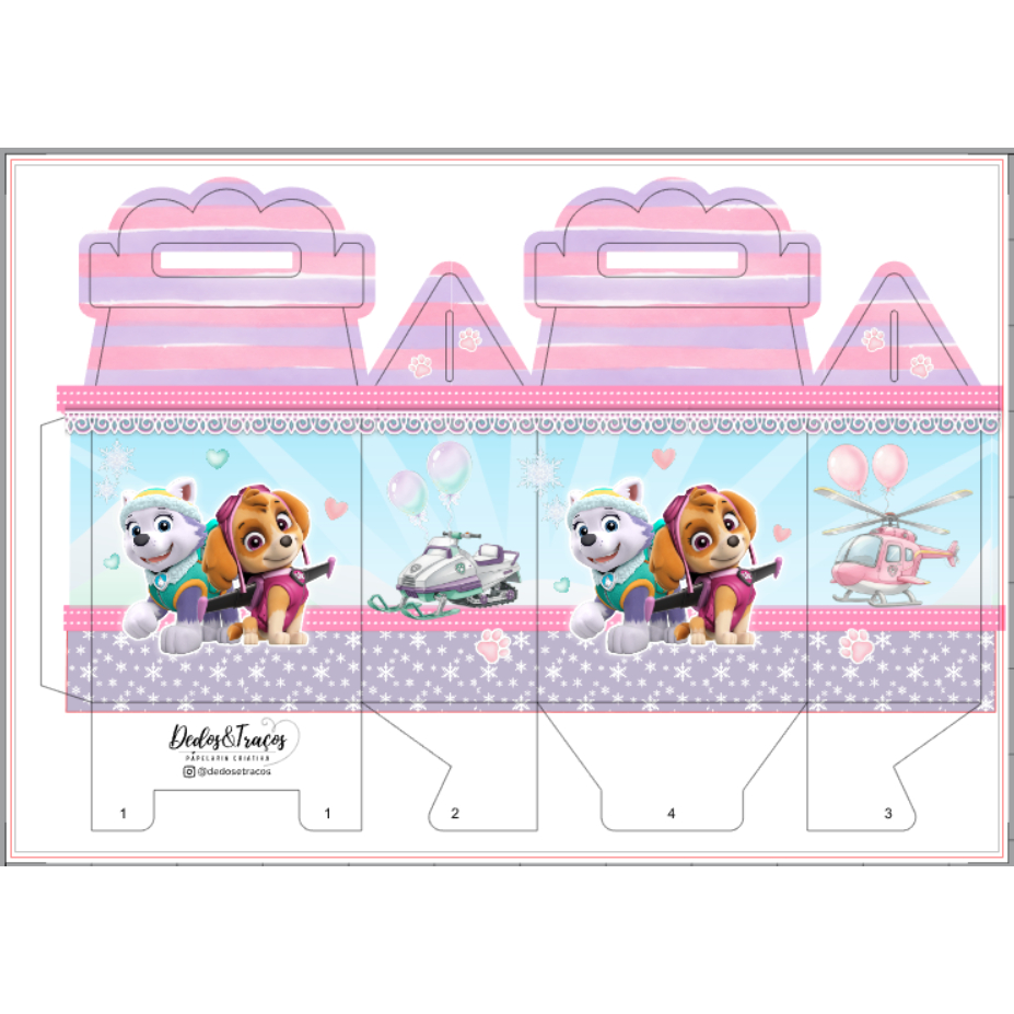 SKYE e EVEREST Patrulha Kit Caixinhas Personalizadas Festa PEGUE E MONTE – Lembrancinhas | Decoração de Aniversário