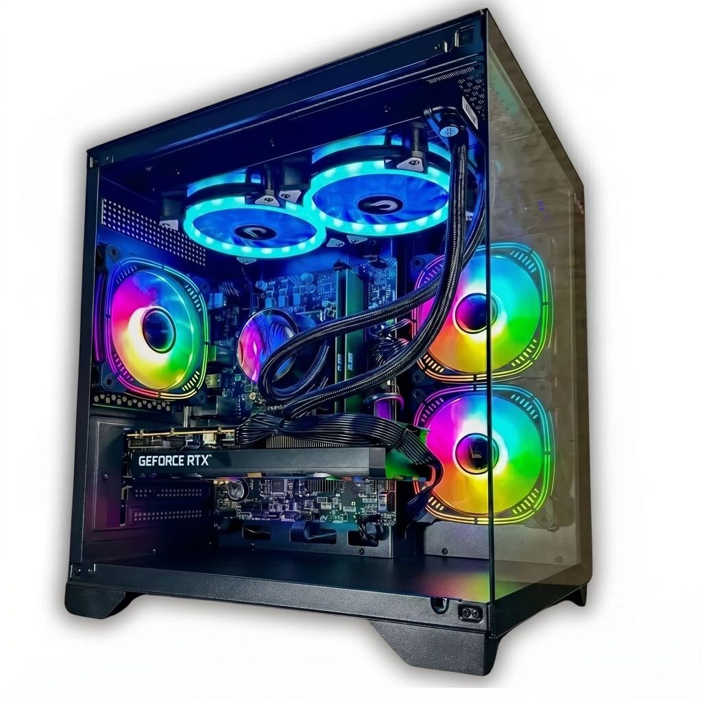 Pc Gamer CS2 Ryzen 7 5700X Water cooler 240MM 16GB DDR4 SSD NVME 500GB RTX 3050 6GB Fonte 500w com RGB
