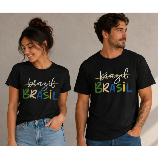 Camiseta Brasil Colorida Bandeira do Brasil Patriótica Feminina Masculina Unissex Estampa Exclusiva