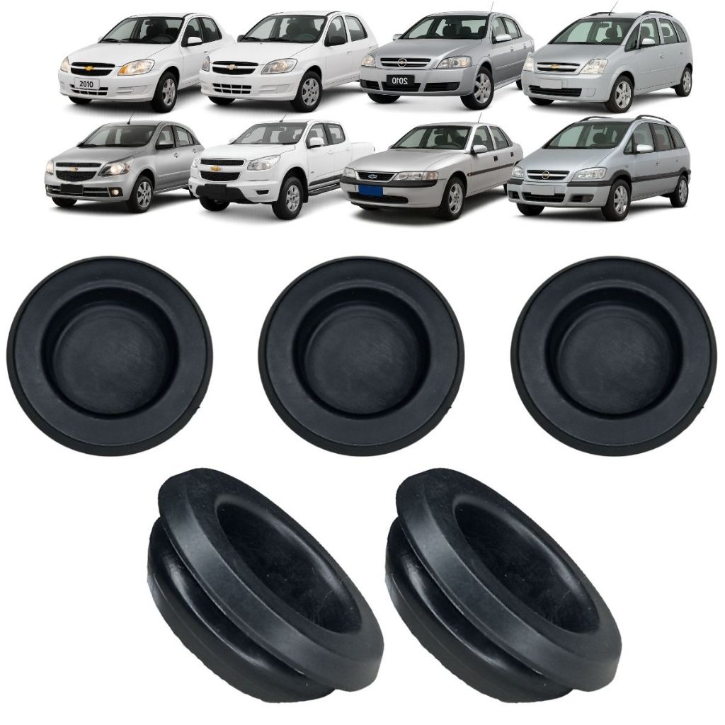 Kit 05 Tampão Borracha Assoalho Traseiro Para Chevrolet Astra Corsa Montana Prisma S10 Vectra Zafira