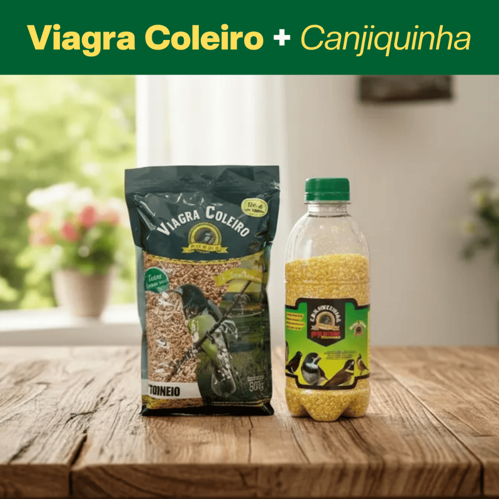 Kit Canjiquinha Power + Viagra Coleiro Ração Pássaros Curió Trinca Ferro Canário Cardeal Estimulante Coleiro