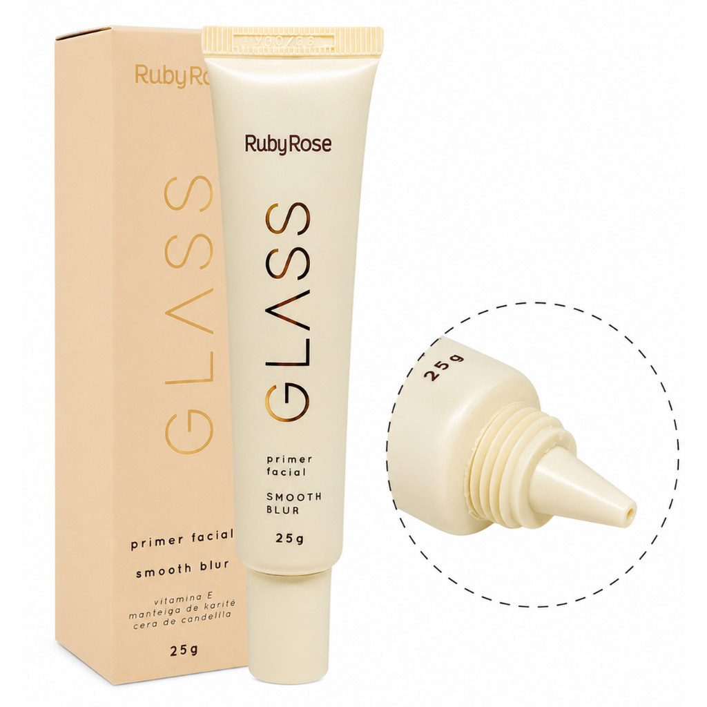 Primer Facial Smooth Blur Glass Ruby Rose Reduz Poros Minimiza Linhas Finas Efeito Blur