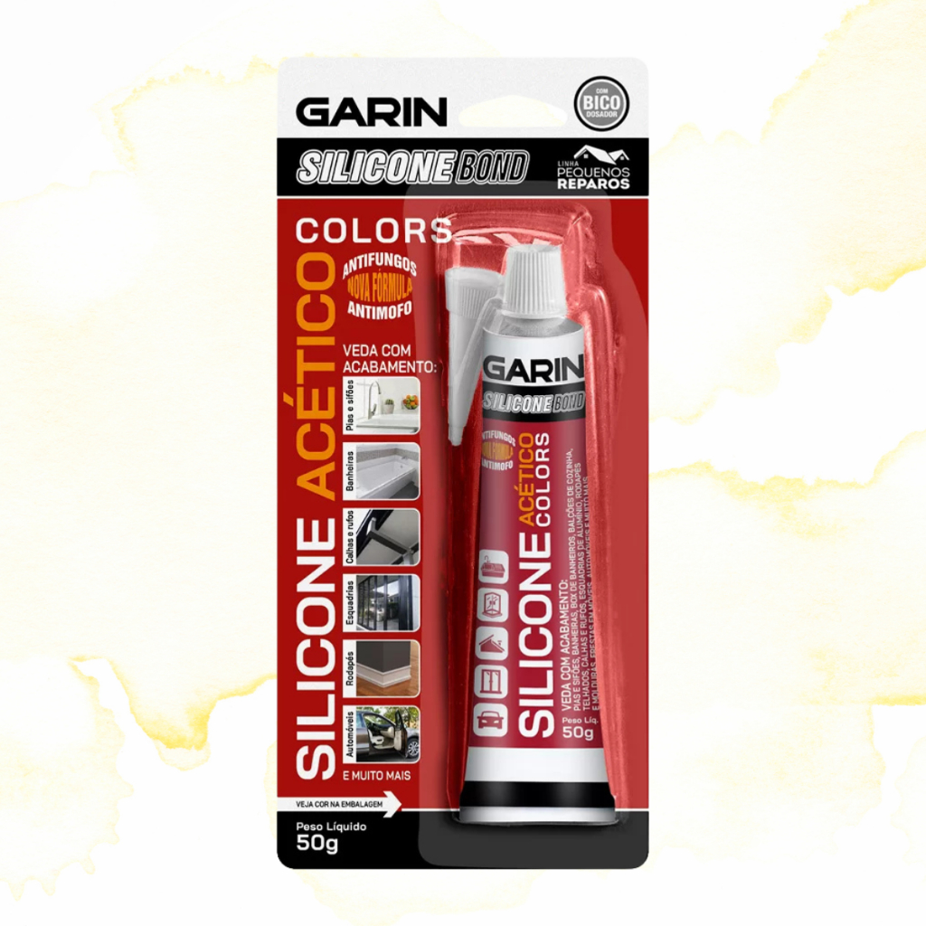 Silicone Acético Colors - Vedar Banheira Box Calhas Rodapé - Garin 50g