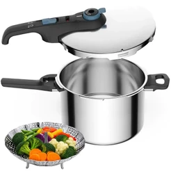 Panela De Pressão 6L Rochedo Inox Trendy Fech Externo e Indução Com Cesto a Vapor em Inox