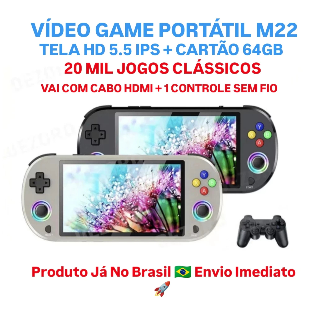 Vídeo Game Portátil M22 Pro + 1 Controle sem fio