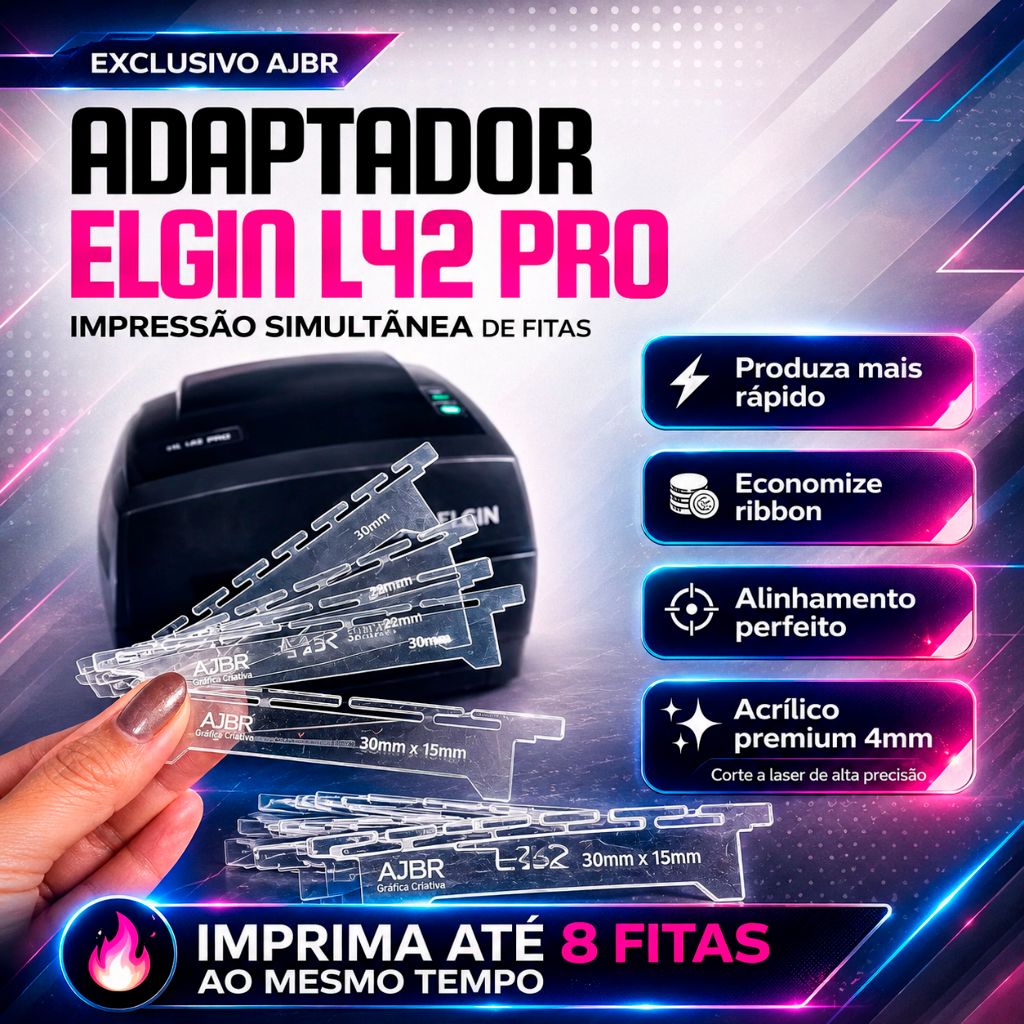 KIT 06 GABARITO/ADAPTADOR PARA IMPRESSÃO SIMULTÂNEA DE FITAS NA IMPRESSORA ELGIN L42 PRO/PRO FULL