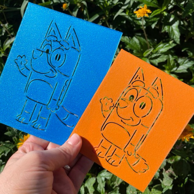 2 un Stencil Bluey e Bingo para Pintura e Desenho - Molde Vazado - Reutilizável estêncil