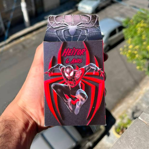 Kit Caixinha Milk Homem Aranha Miles Morales Personalizada com Nome | Lembrancinha Festa Infantil