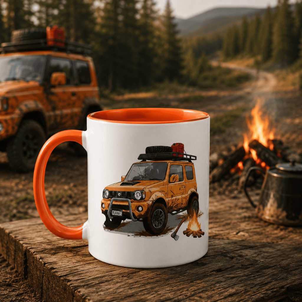Caneca Off-Road 4x4 Suzuki Jimny 325ml - Aventura, Camping e Trilhas | Presente para Apaixonados por Jipe