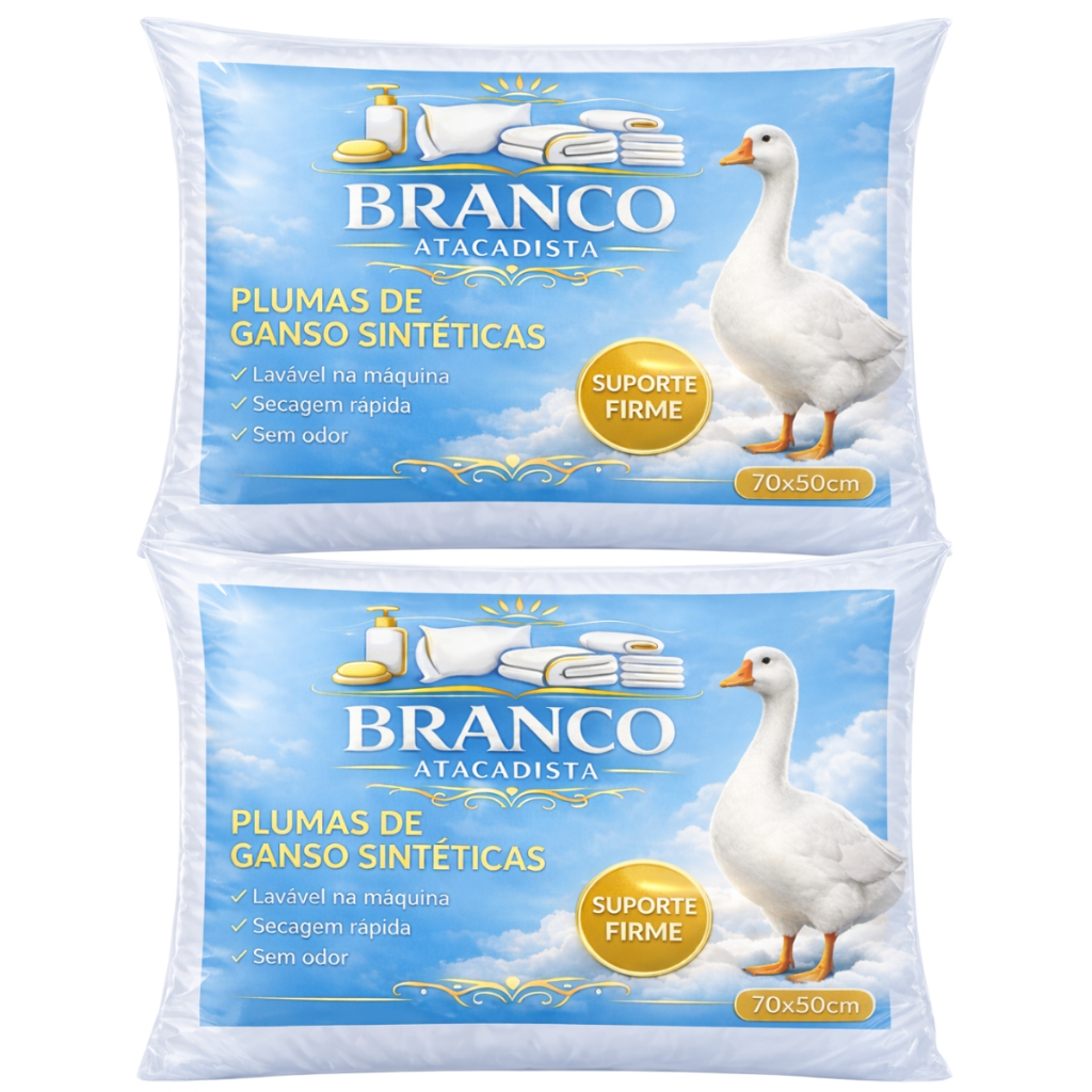 Travesseiro De Pluma Antialérgico 70x50cm Luxo Toque Macio Antiácaro