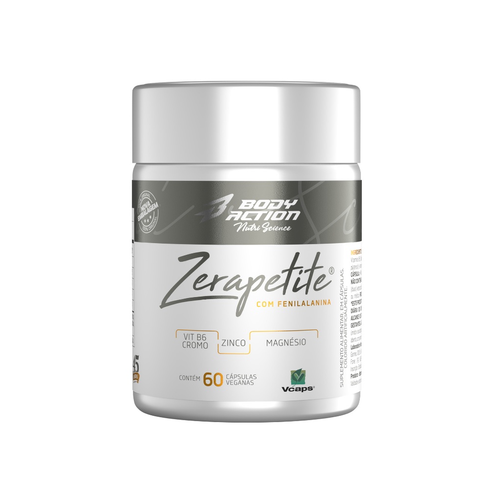 Zerapetite Bodyaction 60 Cápsulas - Suplemento Dietético com Fenilalanina e Vitaminas