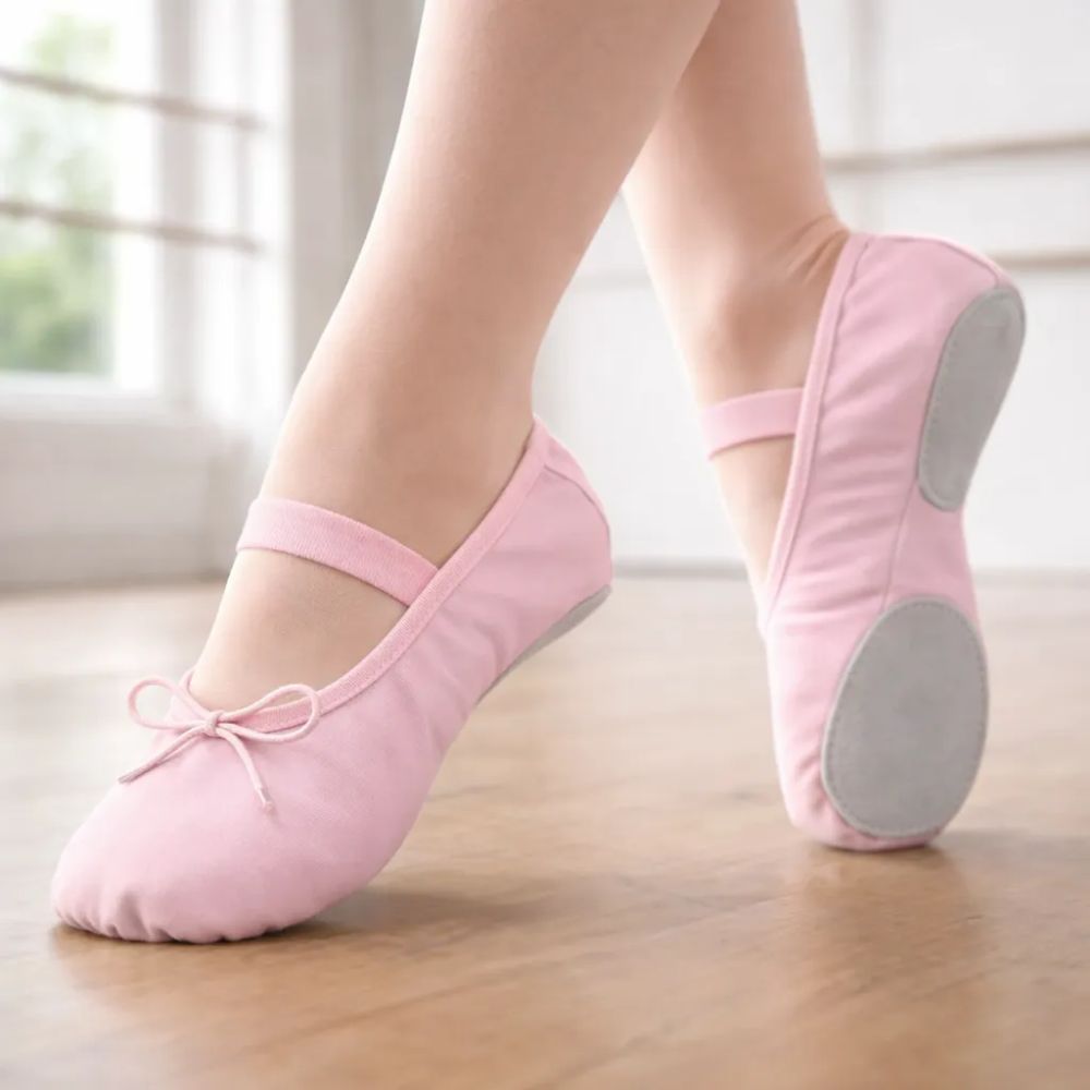 Sapatilha de Ballet Rosa em lona Pas Classique sola dividida ovinho