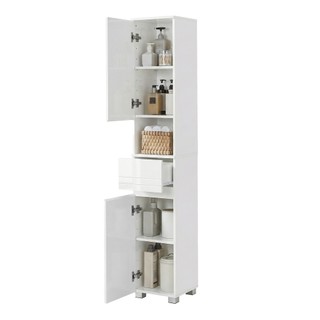 SONGMICS Armário Multiuso Gabinete com Prateleiras Ajustáveis e Gaveta, Organizador Vertical, Lavanderia/Cozinha/Quarto