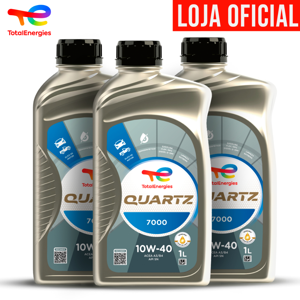 Kit 3 Óleos Semi Sintético 10W-40 Quartz 7000 ACEA A3/B4 e API SN TotalEnergies