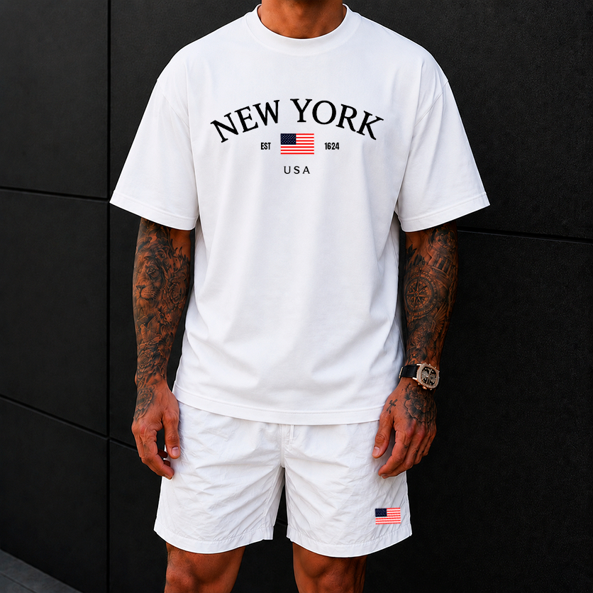 Conjunto Camiseta 30.1 + Bermuda Masculino Tactel Com elastano NEW YORK streetwear lançamento