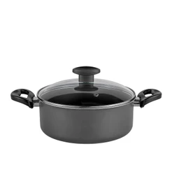 Caçarola Grossa Arroz Robusta Antiaderente 20 Cm Teflon Com Tampa De Vidro Duas Alças