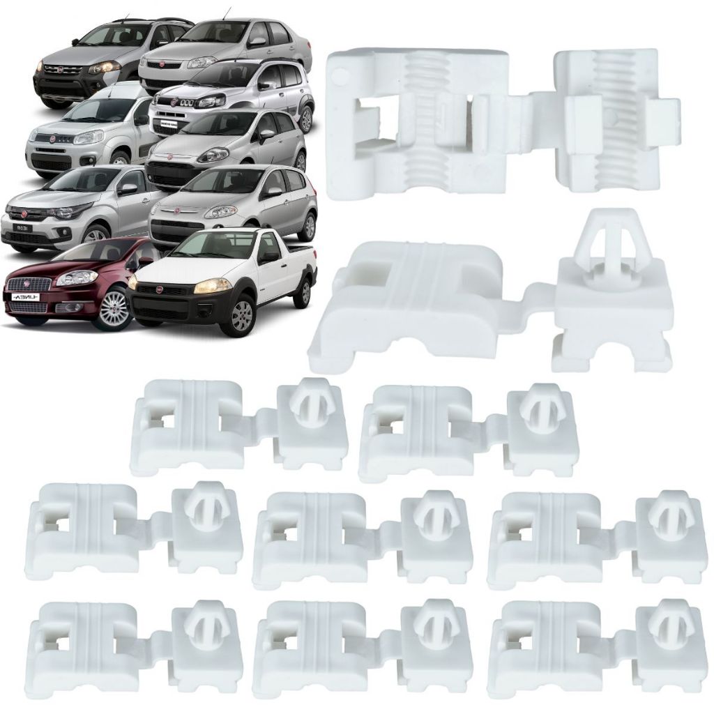 Kit 10 Grampo Presilha Fechadura Porta Para Fiat Fiorino Linea Mobi Palio Punto Siena Strada Uno