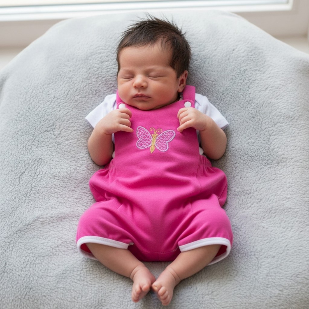 Conjunto Jardineira e Camiseta Bebê Recém-nascido Menina