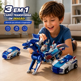 Brinquedo 2 em 1 Carro que Transforma em Dragão Robô Infantil Educativo