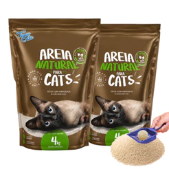 Kit 2 Areia Sanitária Higiênica pra Gatos Natural 100% Mandioca Biodegradável Tiger Cats 4kg Natural