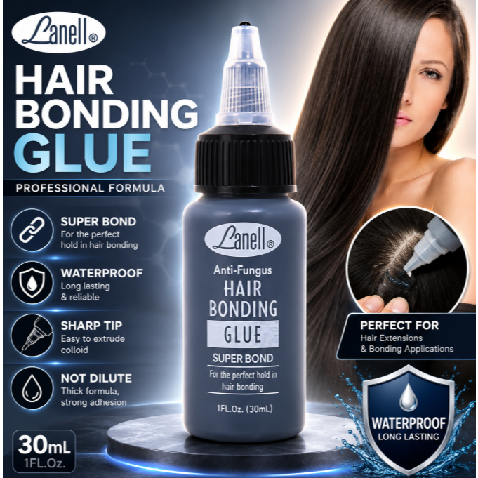 💇‍♀️ Cola Lanell Hair Bonding Glue 30ml Anti Fungos Para Mega Hair Super Bond Fixação Forte e Duradoura ✨