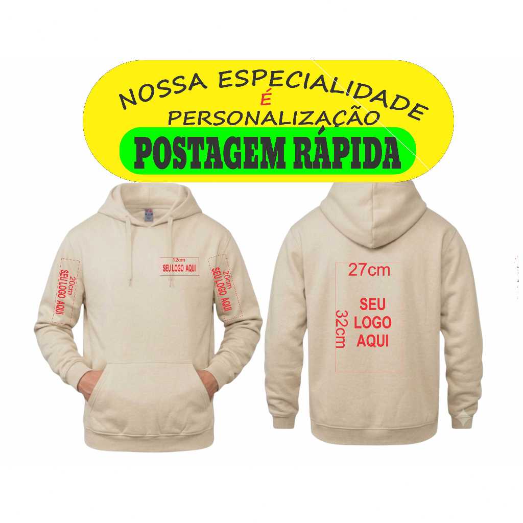 Blusa de Frio Unissex com Capuz | Estampa Personalizada Alta Qualidade em Diversas Cores
