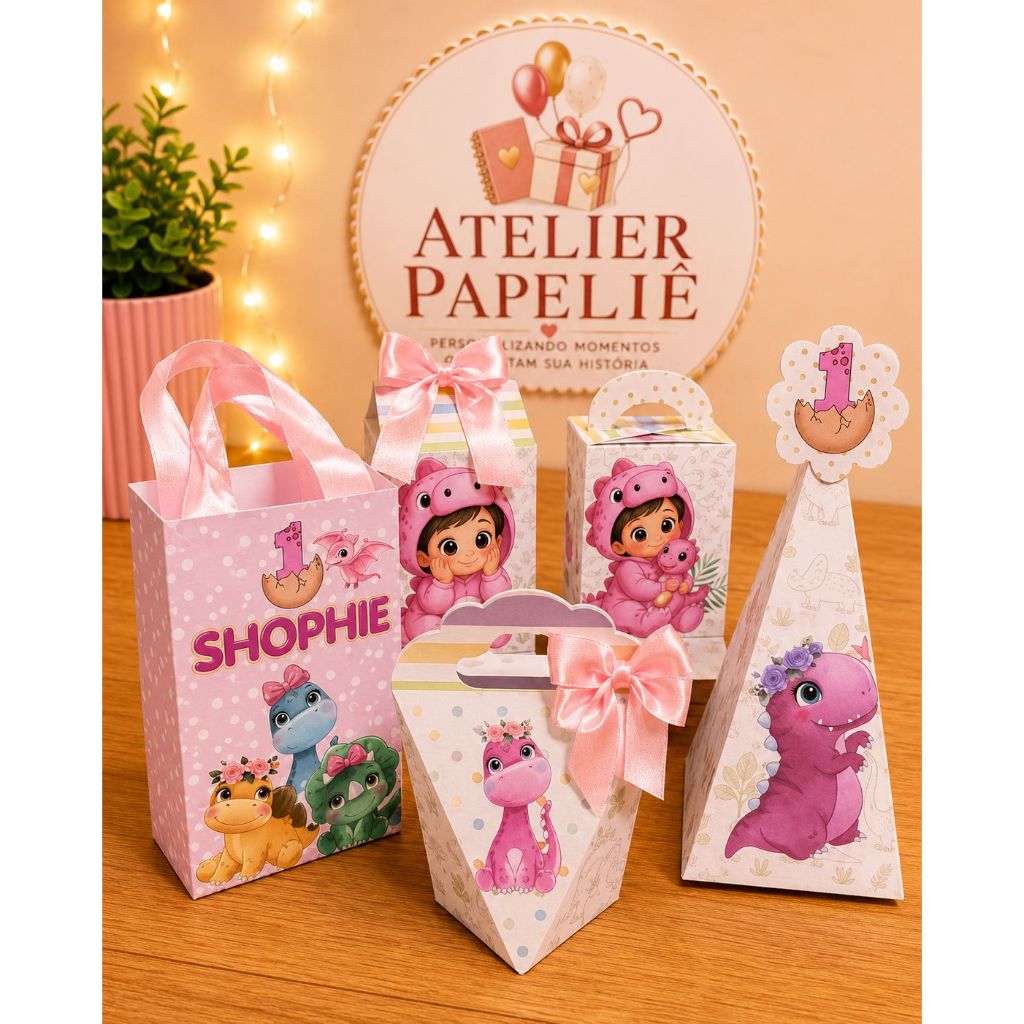Kit Festa Personalizado Pegue e Monte 20 Peças Lembrancinhas Aniversário Qualquer Tema Caixa Milk Pirâmide Sacolinha Mal
