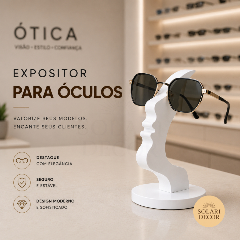 Expositor para Óculos Perfil Decorativo Suporte de Mesa para Ótica Kit 3 6 ou 10 Unidades