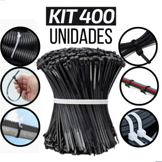 Kit 400 Abraçadeira Enforca Gato De Nylon 100mm x 2,5mm 150mm x 2,5mm 200mm x 2,5mm 300mm x 3,5mm