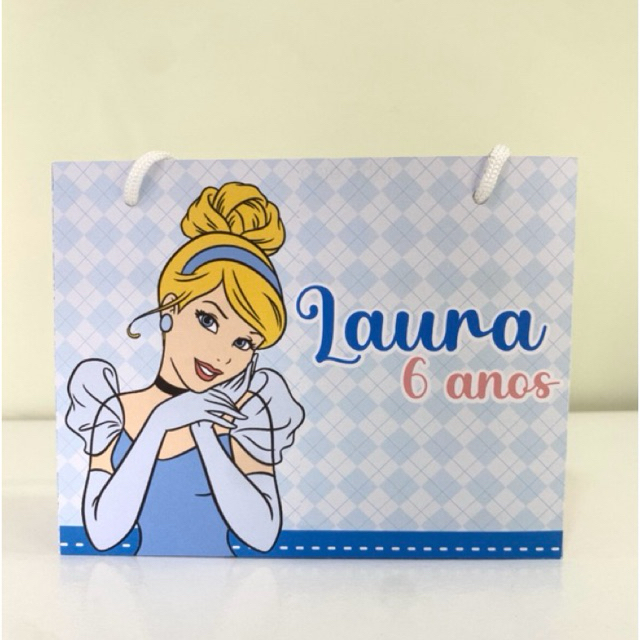 Sacolinha Personalizada Princesa Cinderela  - PEGUE E MONTE | Sacola | Lembrancinha de Festa | Aniversário Infantil