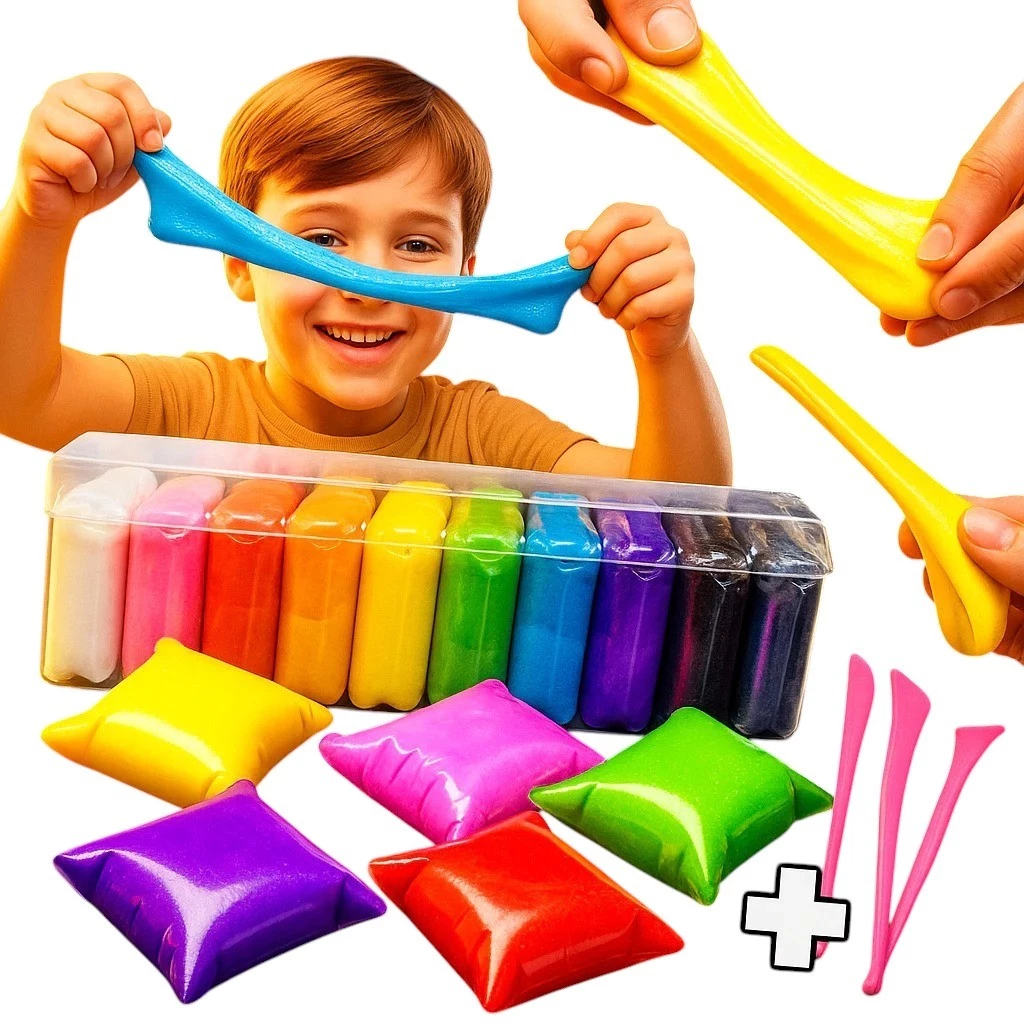 Kit 12 / 24 / 36 Massinha Argila EVA Pula Pula Infantil Atóxicas + Ferramenta Acessórios Brinde Não Gruda