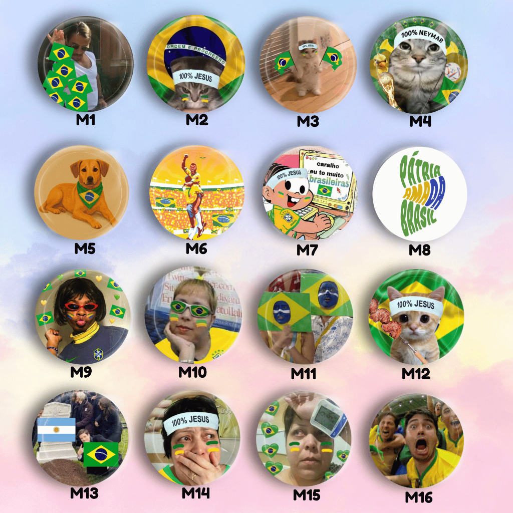 Botton Brasil (5 unidades) 4,4cm | Brasileiro | Brasilidades | Meme | Copa | Seleção | Futebol |