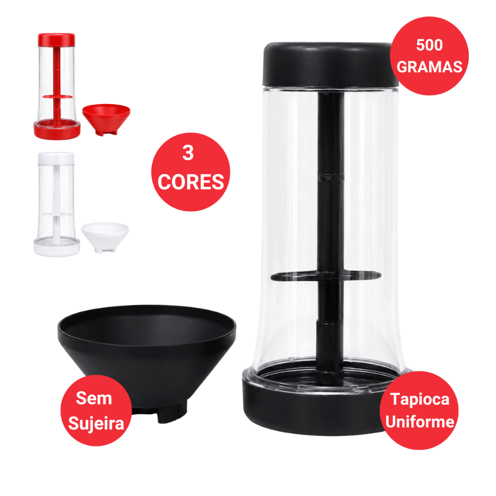 Misturador de Tapioca com Peneira Dispenser Dosador 500g para Farinha Polvilho e Temperos