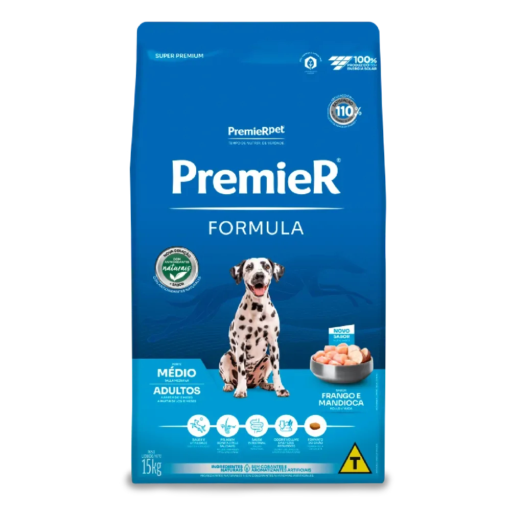 Ração Premier Fórmula Cães Adultos Raças Médias Frango 15Kg