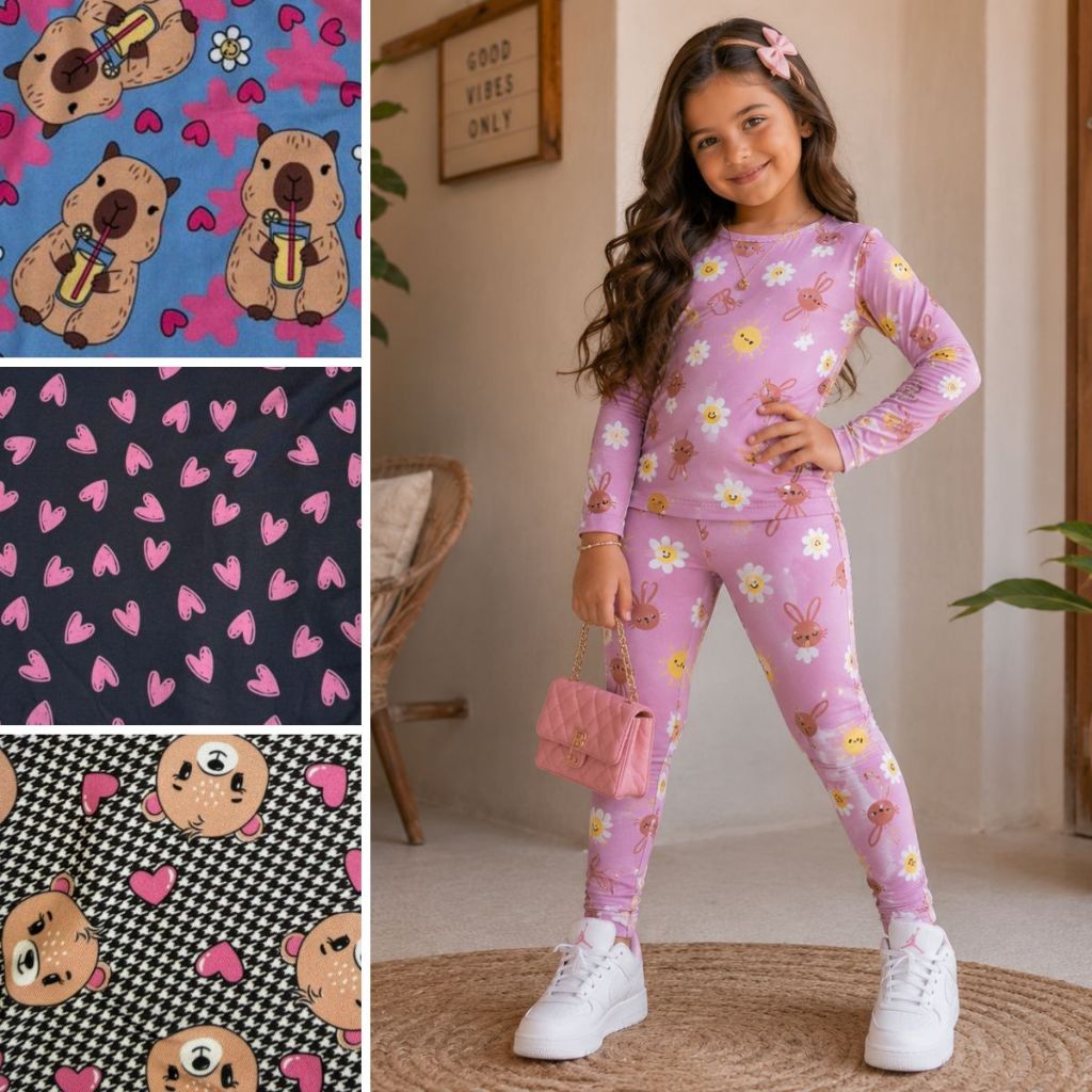 Conjunto Térmico Infantil Feminino Peluciado Inverno Menina Manga Longa Tamanho 1 ao 10