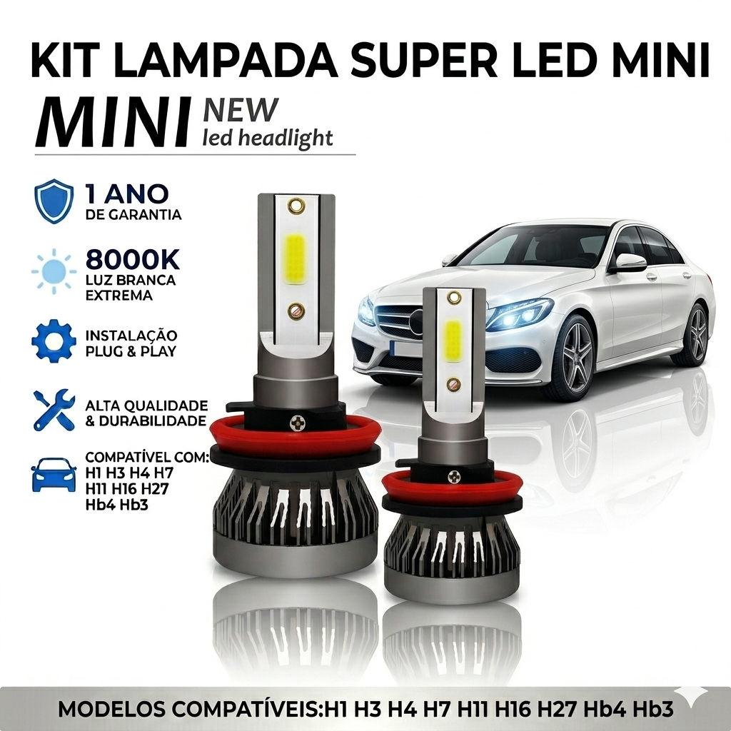 Kit Lâmpada Led H1 H3 H4 H7 H11 H16 Hb3 Hb4-Spare Parts&Accessories for Vehicles>Spare Parts for Automobiles>Lighting