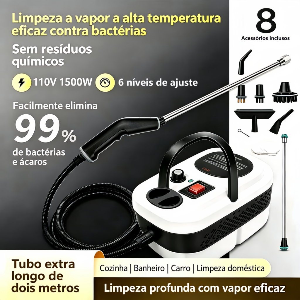 (110V ) Limpador A Vapor De Alta Temperatura 1500w com acessórios, Esterilização , Ar Condicionado , Exaustor - D14