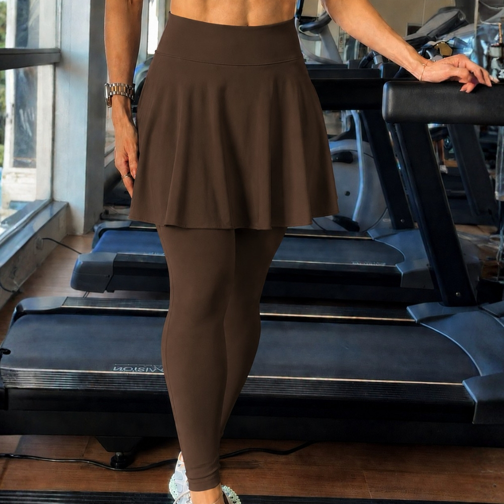 Saia Legging Feminina com Bolso Interno Calça Saia Academia Fitness Cintura Alta Sem Transparência Poliamida Premium