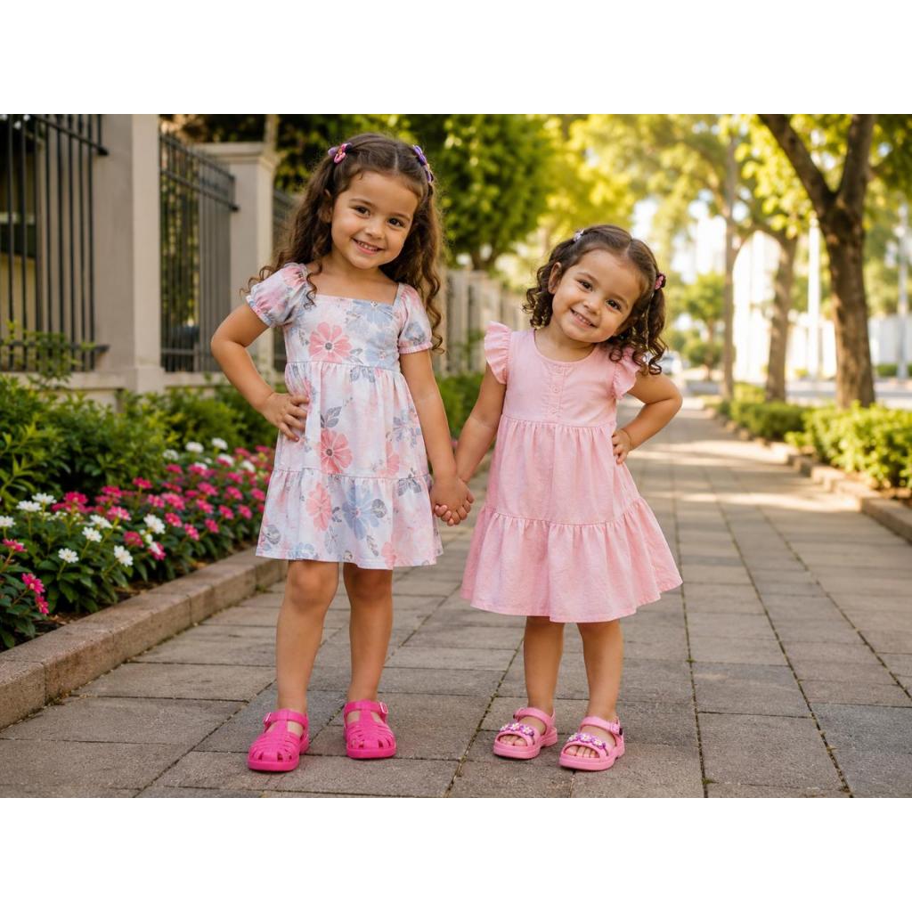 Kit Com 3 Pares, Infantil COM 2 Babuches + 1 Sandalia infantil menina Feminino Flexível Macio — imagem 2 de 2