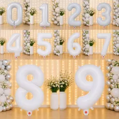 Balão de Numero Grande Branco Fosco Off White Festa 80cm Balões Numero Decoração Aniversario Eventos