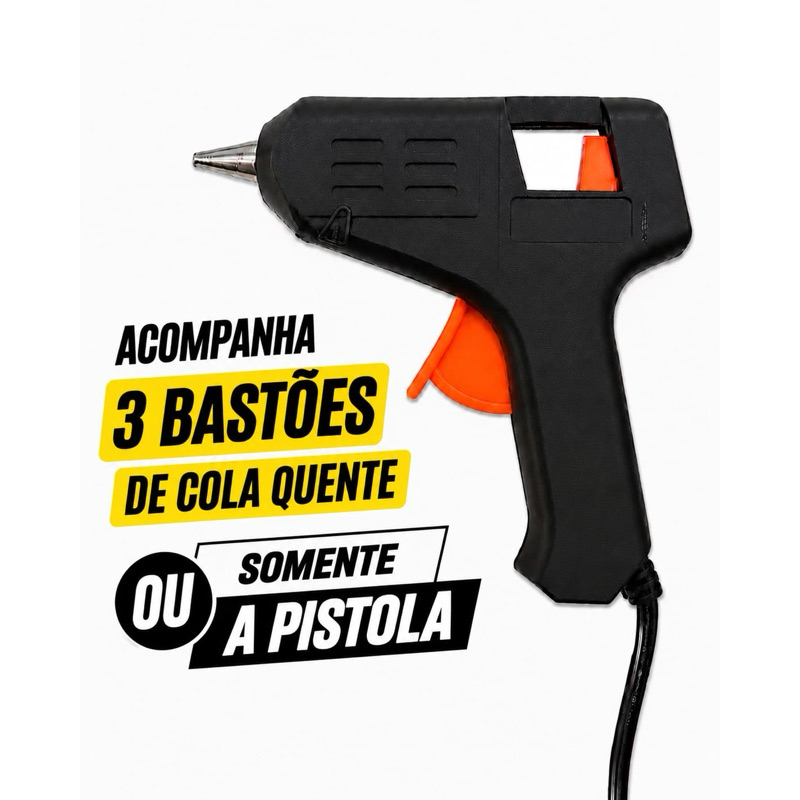 Pistola de cola quente pequena com3 bastões de cola fina espessura 7,5 x 300mm ou somente a pistola