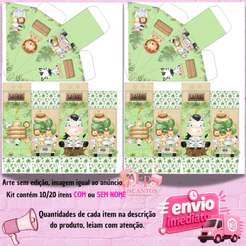 Safari - Kit de Lembrancinhas com 10/20 Itens (SEM/COM NOME) - Envio 24H