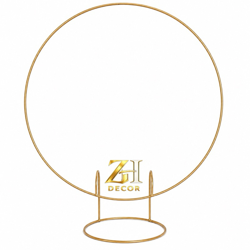 Mini Arco Painel Redondo 50cm Suporte Para Decoração Festa de Mesa Dourado / Preto