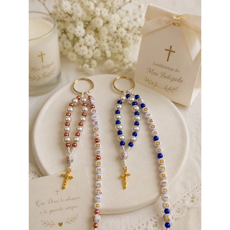 Chaveiro Dezena de Batizado Personalizado com Nome | Lembrancinha para Batismo